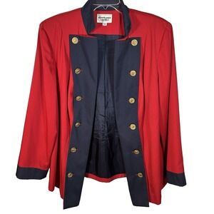 Vintage Stephanie Queller Red and Navy Blue Jacket Women's Size 16W Made in USA